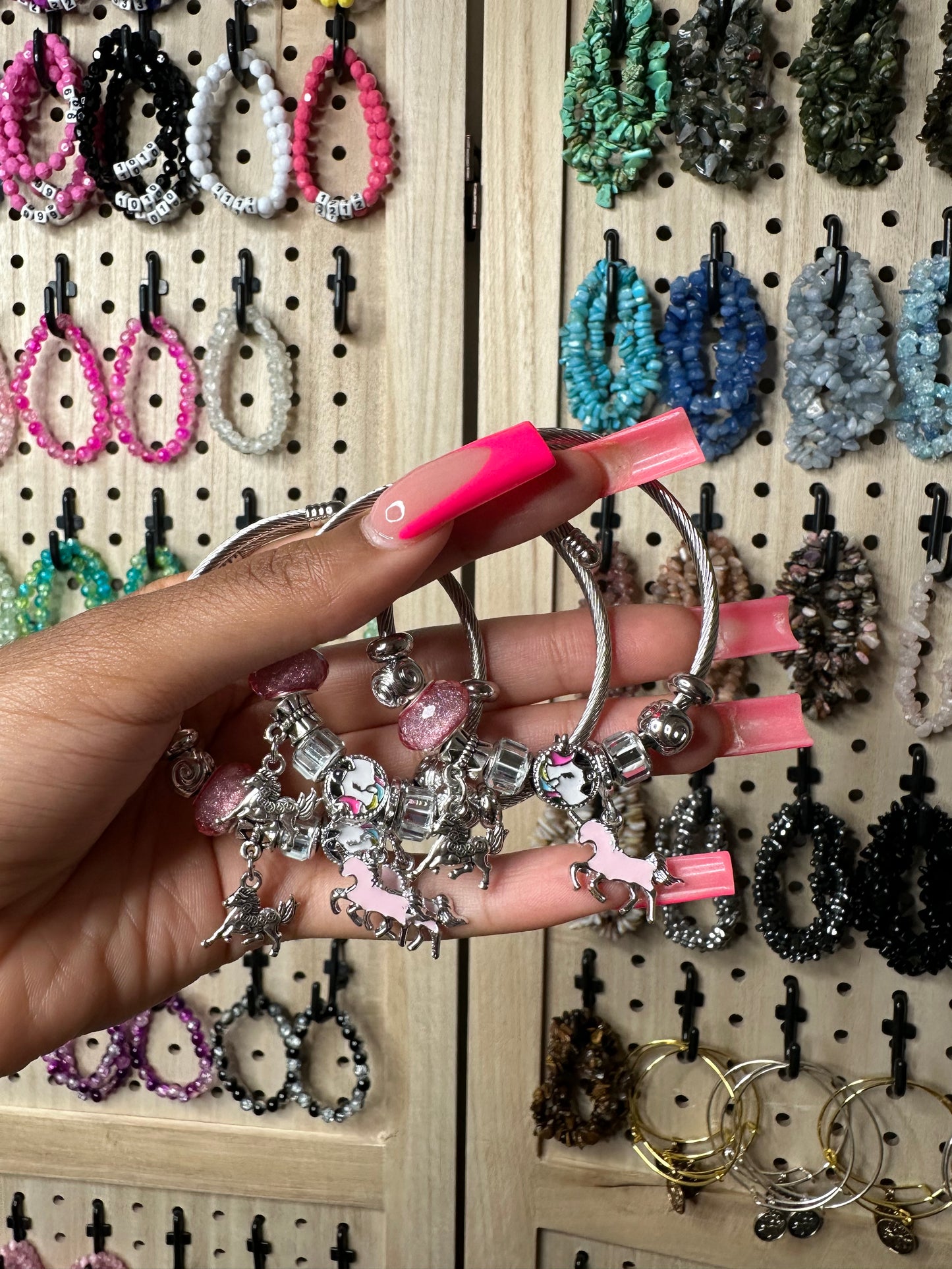 Silver Charm Bangles