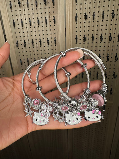 Silver Charm Bangles