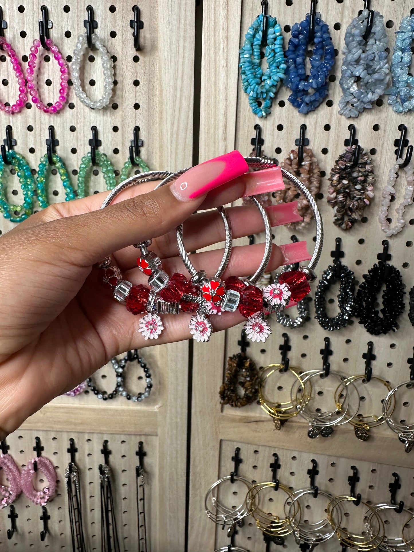 Silver Charm Bangles