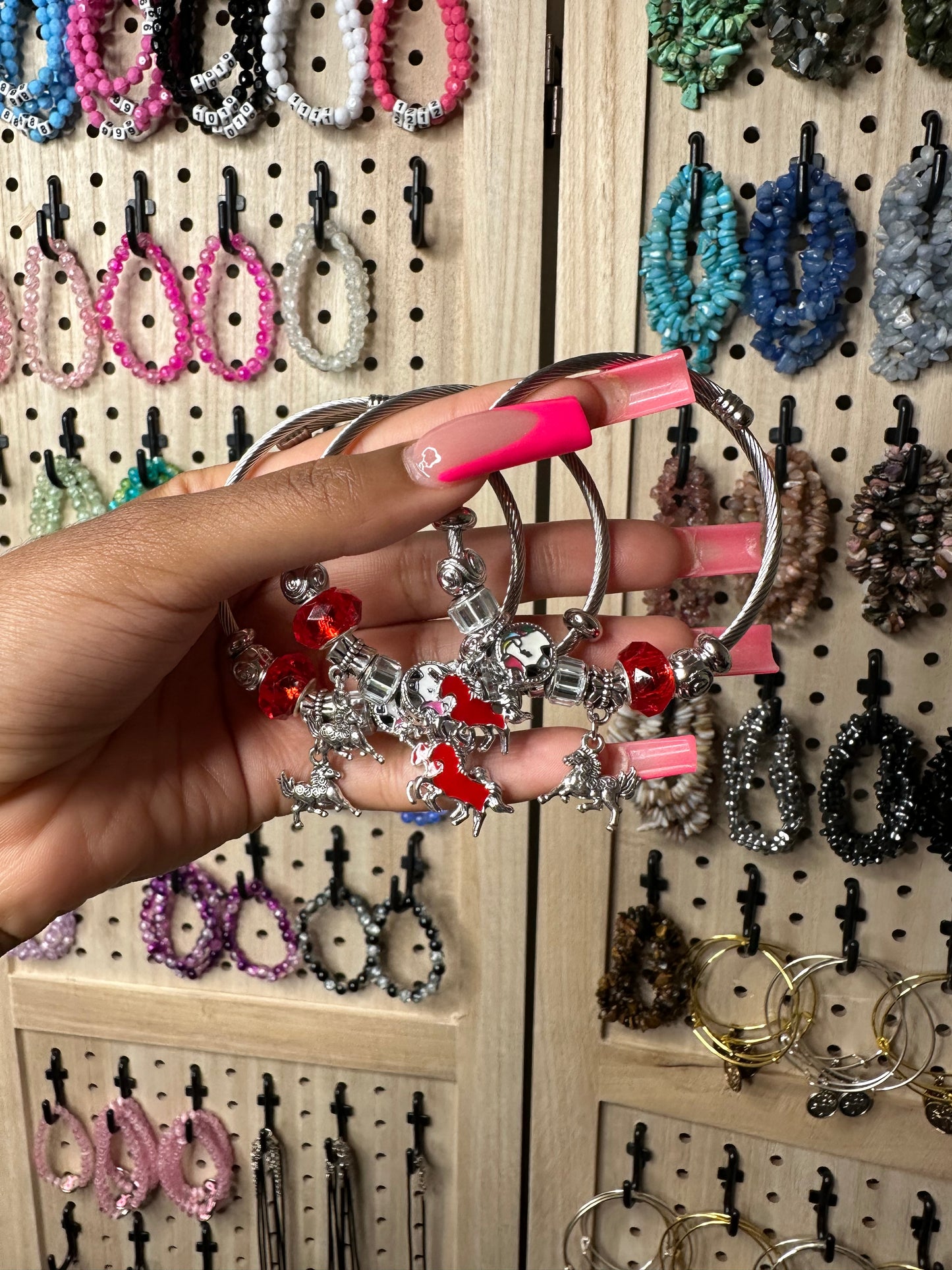 Silver Charm Bangles